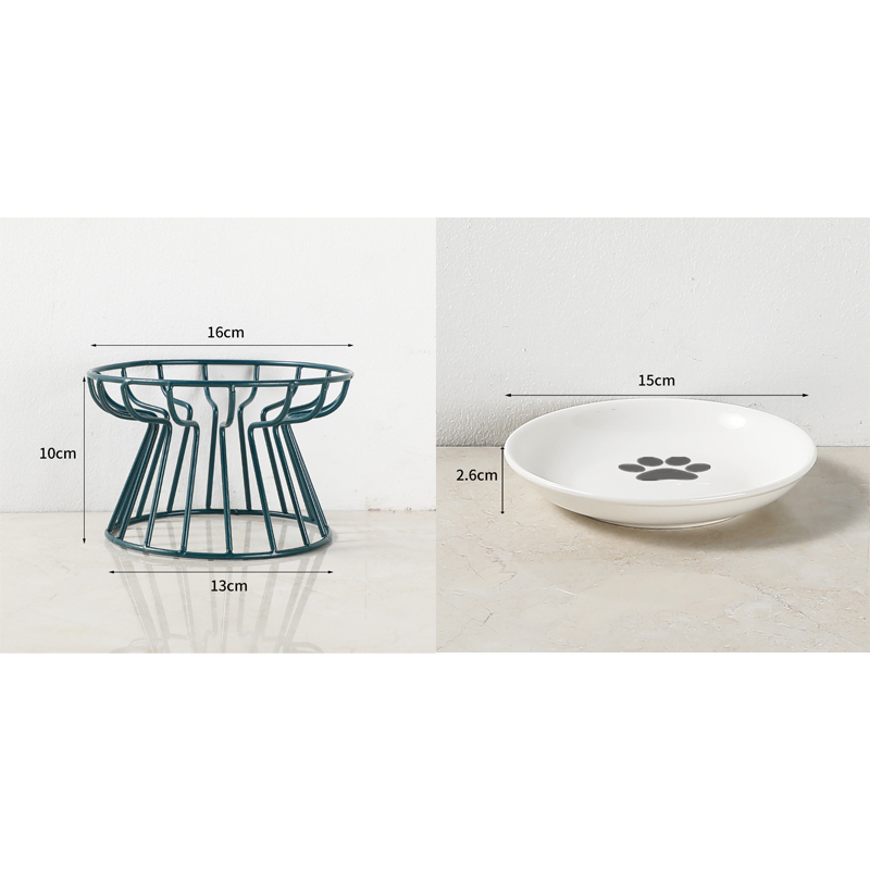 🐱 50% OFF! 🥣Elevated Ceramic Cat Bowl with Iron Stand – Promotes Healthy Posture, Non-Slip & Perfect for Dry & Wet Food 🐈