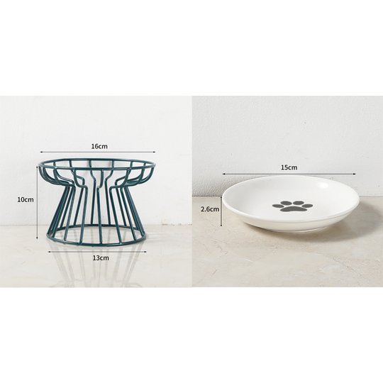 🐱 50% OFF! 🥣Elevated Ceramic Cat Bowl with Iron Stand – Promotes Healthy Posture, Non-Slip & Perfect for Dry & Wet Food 🐈