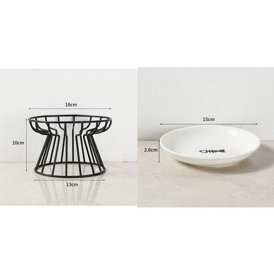 🐱 50% OFF! 🥣Elevated Ceramic Cat Bowl with Iron Stand – Promotes Healthy Posture, Non-Slip & Perfect for Dry & Wet Food 🐈