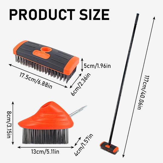 3-in-1 Weeding Wire Brush Tools Set – Durable Steel Brushes, Ergonomic Handle & Perfect for Patios, Driveways & Garden Paths 🏡
