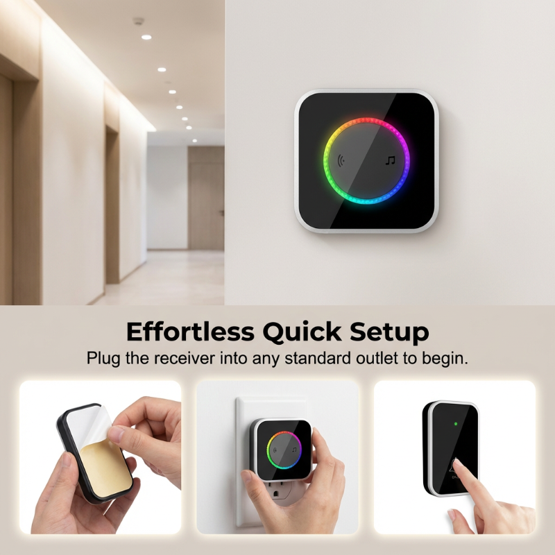Wireless Doorbell with 7-Color LED Light