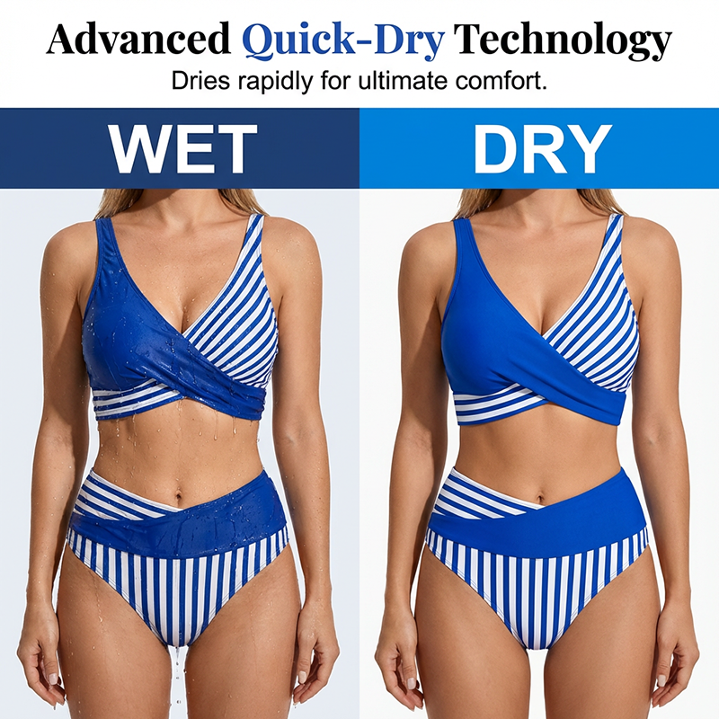🏖️Summer Hot Sale - ONLY ￡18.99!!⚡50K+ SOLD!🌞🌊Two-Piece Color Block & Stripe Bikini Swimsuit