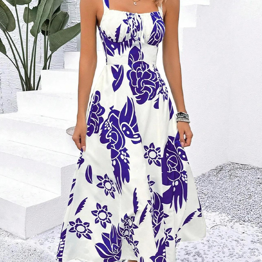 ⚡50K+ SOLD!🌸Floral Whispers🌿Women's Floral Print Spaghetti Strap Dress