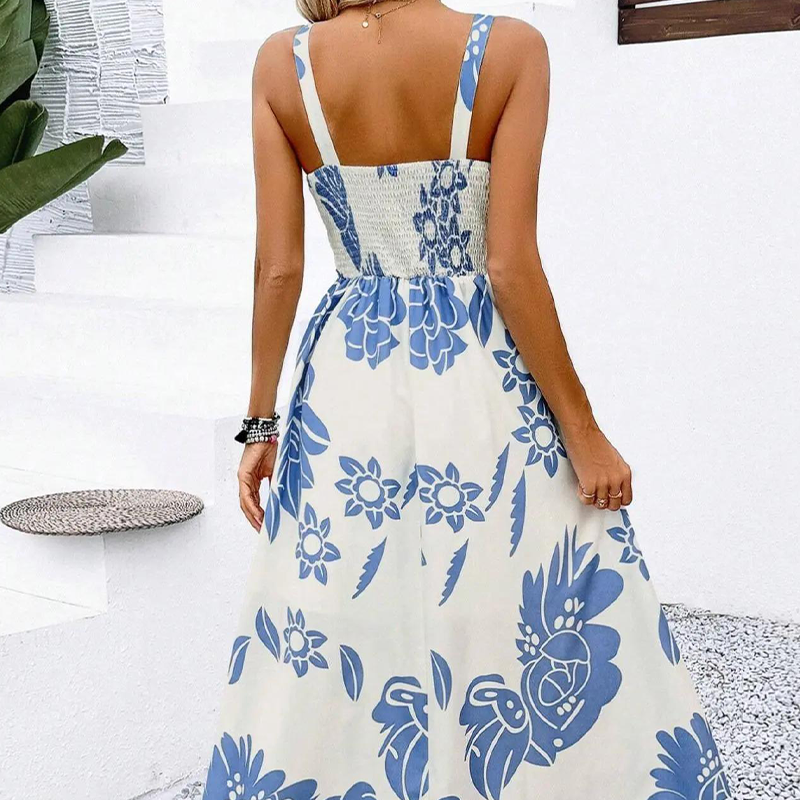 ⚡50K+ SOLD!🌸Floral Whispers🌿Women's Floral Print Spaghetti Strap Dress