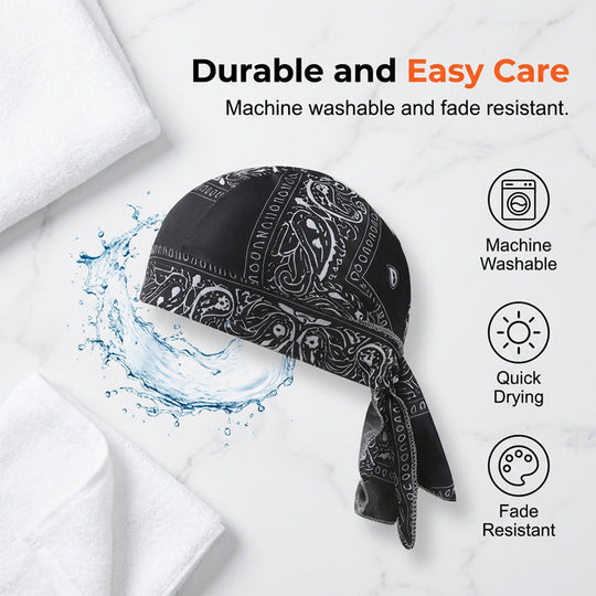 Paisley Cooling Headscarf Cap Set, Motorcycle Pirate Head Wrap Safety Helmet Liner, Elastic Fit Hand Washable Multifunctional Outdoor Headwear for Athletes & Outdoor Enthusiasts