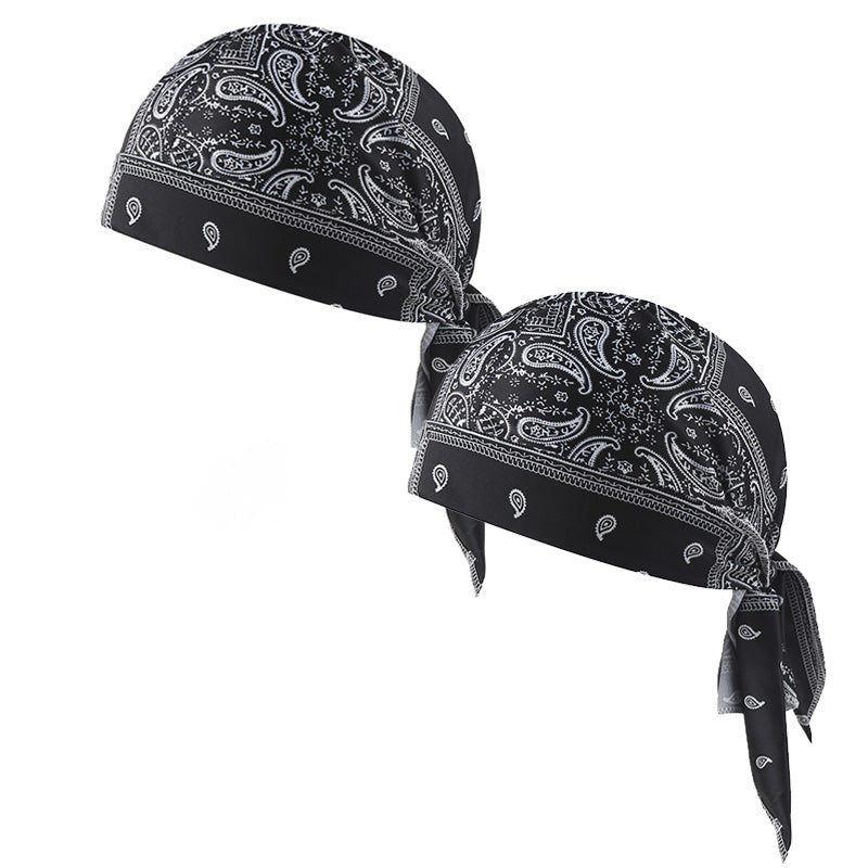 Paisley Cooling Headscarf Cap Set, Motorcycle Pirate Head Wrap Safety Helmet Liner, Elastic Fit Hand Washable Multifunctional Outdoor Headwear for Athletes & Outdoor Enthusiasts
