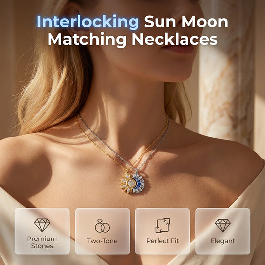 📢📢30% OFF !! ⏰Sun and Moon Pendant Necklace with Rhinestones