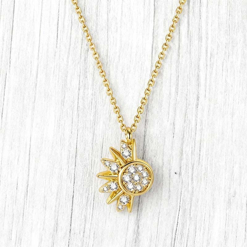 📢📢30% OFF !! ⏰Sun and Moon Pendant Necklace with Rhinestones