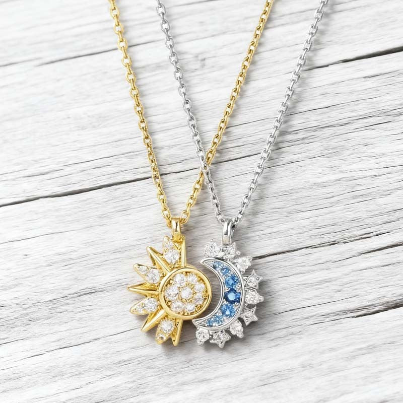 📢📢30% OFF !! ⏰Sun and Moon Pendant Necklace with Rhinestones