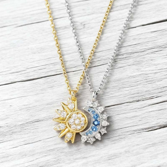 📢📢30% OFF !! ⏰Sun and Moon Pendant Necklace with Rhinestones