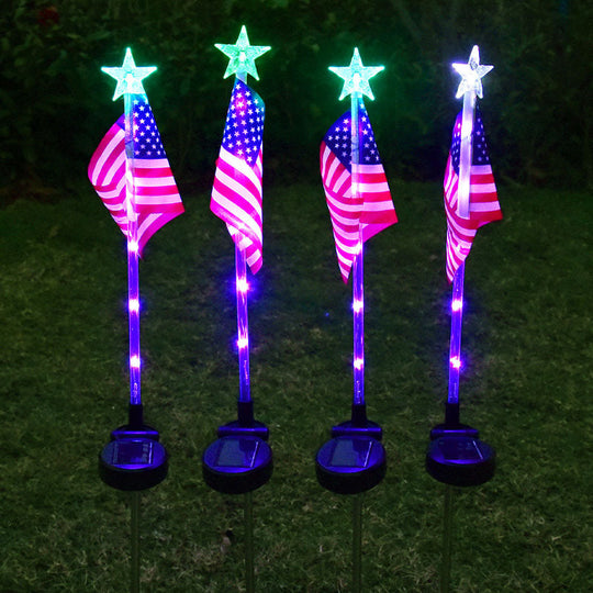 🔥8 Solar American Flag Pathway Lights – Red, White & Blue Yard Glow for 250th Independence Celebration 🇺🇸✨