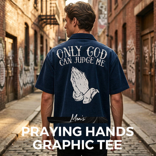 👕30% OFF!🙏Men's Praying Hands Graphic Tee – Cotton, Casual, Symbolic, Versatile ✨