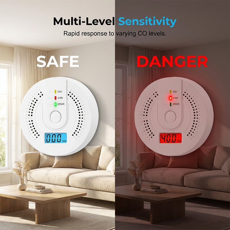 High-Sensitivity CO Alarm with LCD Screen