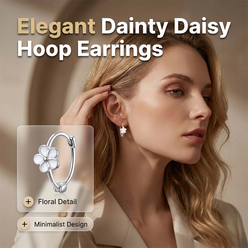 Dainty Daisy Flower Hoop Earrings