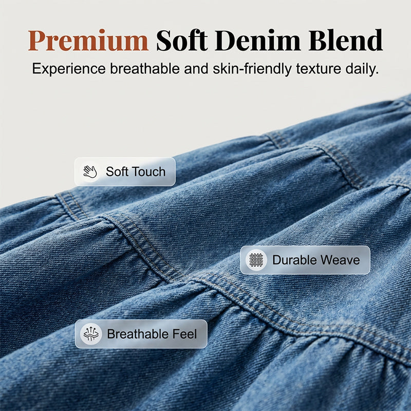 👗 LIMITED-TIME 50% OFF! ✨ Denim Maxi Skirt – High Waist, Tiered, A-Line, Button Front ✨