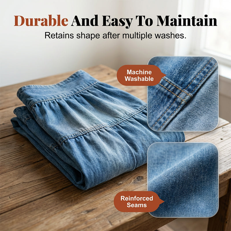 👗 LIMITED-TIME 50% OFF! ✨ Denim Maxi Skirt – High Waist, Tiered, A-Line, Button Front ✨