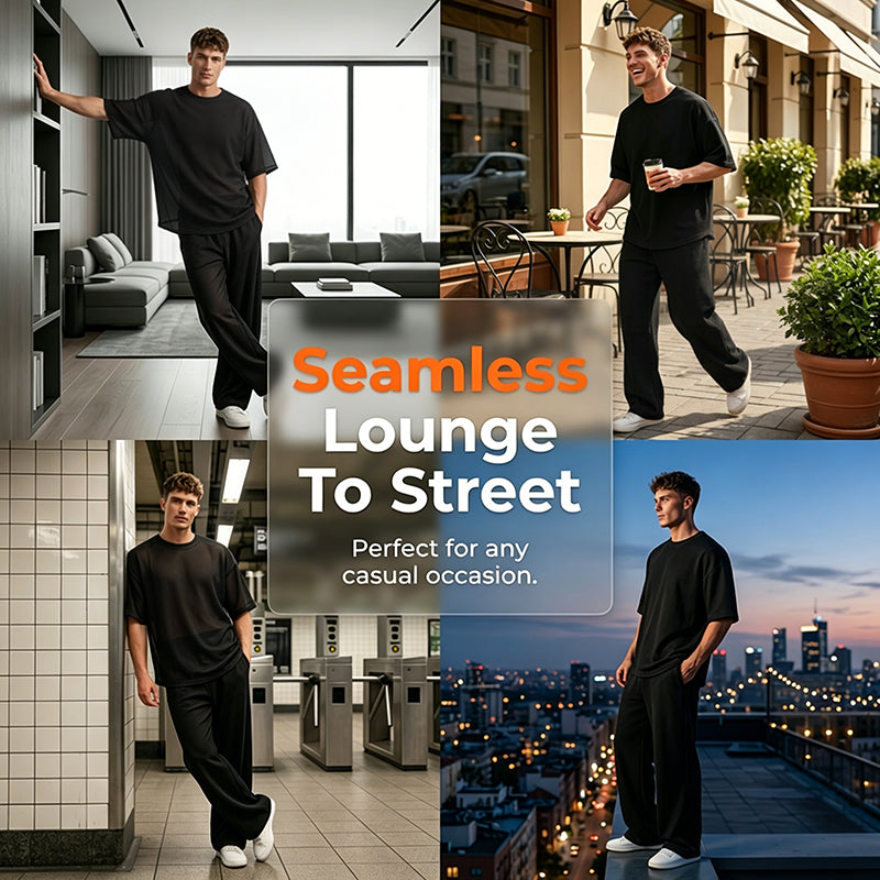 Men's T-Shirt & Wide-Leg Pants 2-Piece Set
