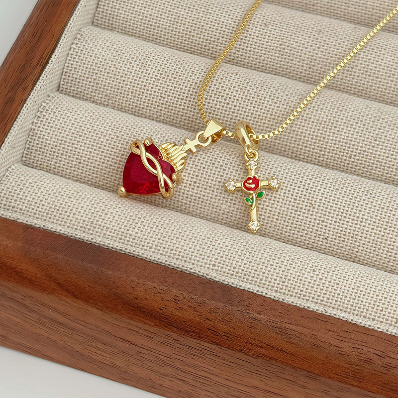 ✝️30% OFF✨ Gold Faith Double Pendant | Adjustable Chain · Exquisite Craftsmanship · Sacred Elegance · A Meaningful Gift