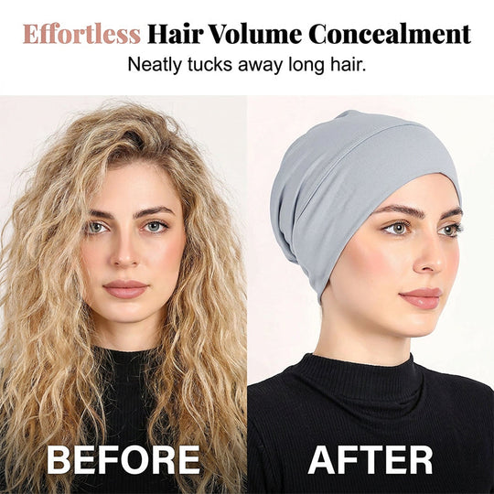 👒 LAST DAY SALE 50% OFF!!🌸 Soft Stretch Turban Cap – Milk Silk Fabric & Anti-Slip Fit – Hair Volume Concealer – Multi-Use Under Scarf 🧣