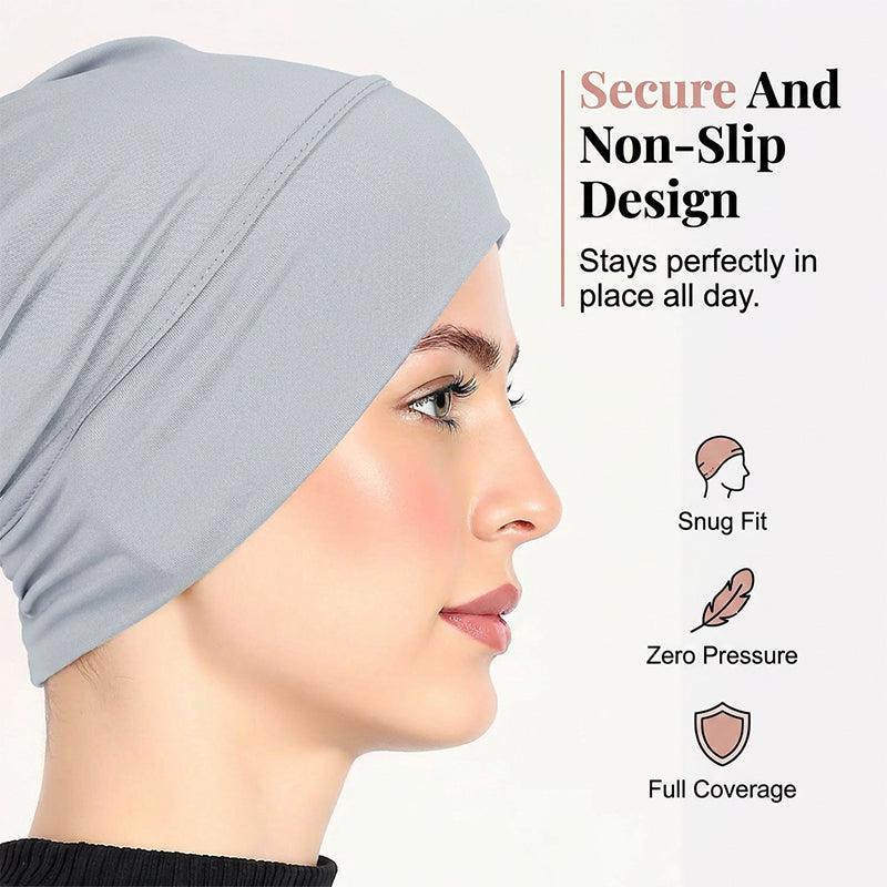 👒 LAST DAY SALE 50% OFF!!🌸 Soft Stretch Turban Cap – Milk Silk Fabric & Anti-Slip Fit – Hair Volume Concealer – Multi-Use Under Scarf 🧣