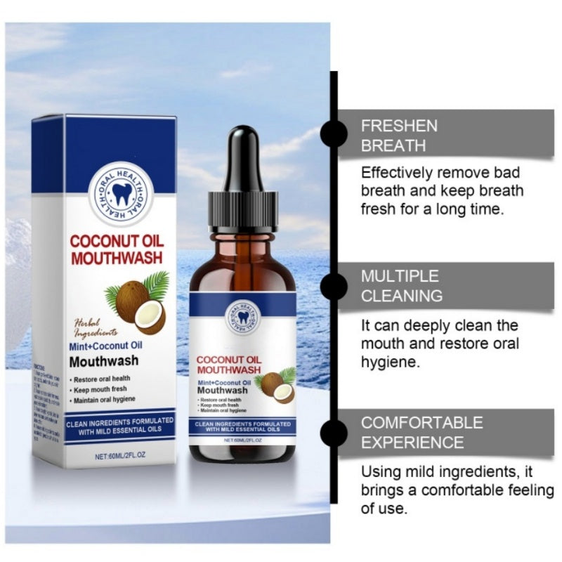 🔥BUY 2 GET 1 FREE🦷👍HOT SALE - Natural Coconut & Mint Oil Mouthwash Concentrate