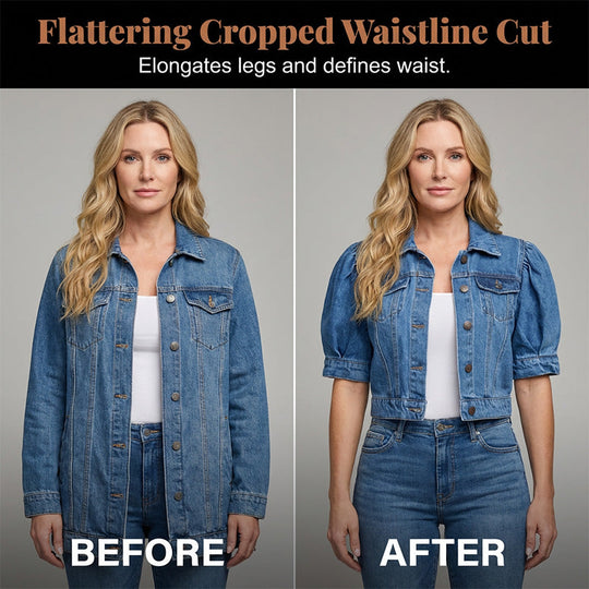 👖 LIMITED-TIME 50% OFF! ✨ Women's Cropped Denim Jacket – Puff Sleeve, 2 Colors, S-3XL 🌾