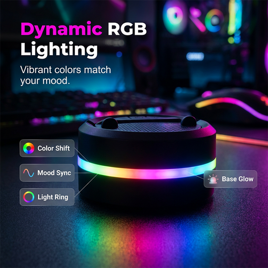 Portable Bluetooth Speaker with RGB Lights & Phone Stand