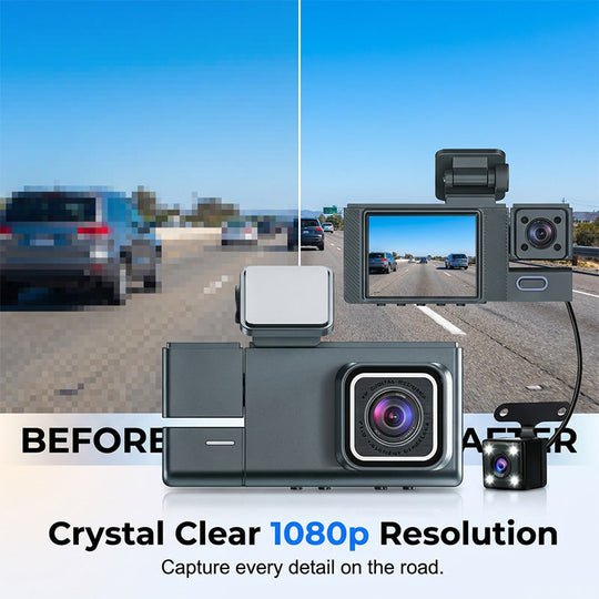 3-Channel 1080p Dash Cam with Wi-Fi