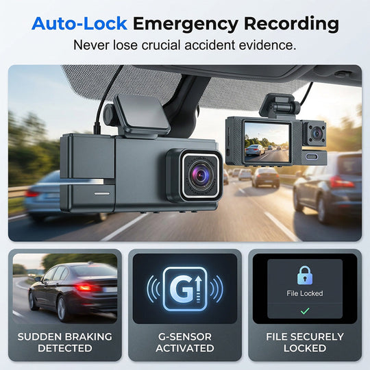3-Channel 1080p Dash Cam with Wi-Fi