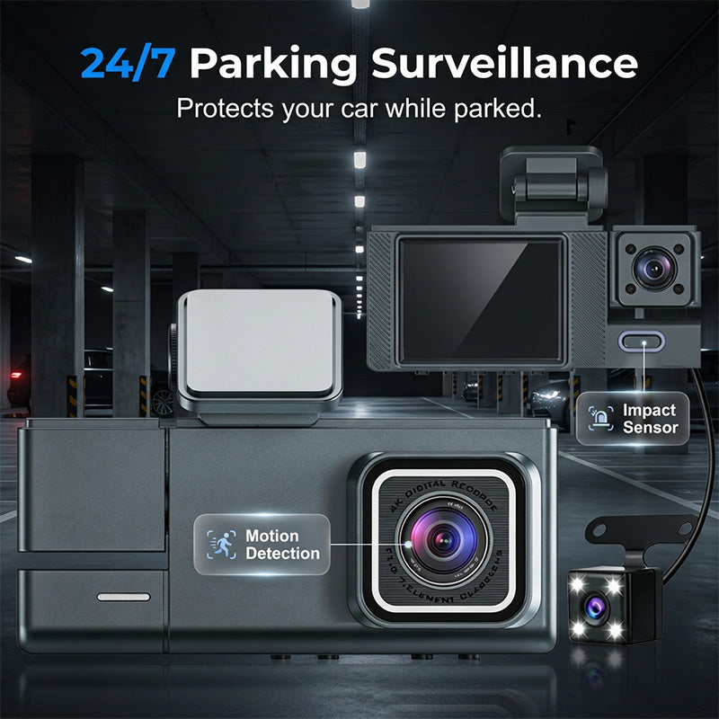 3-Channel 1080p Dash Cam with Wi-Fi