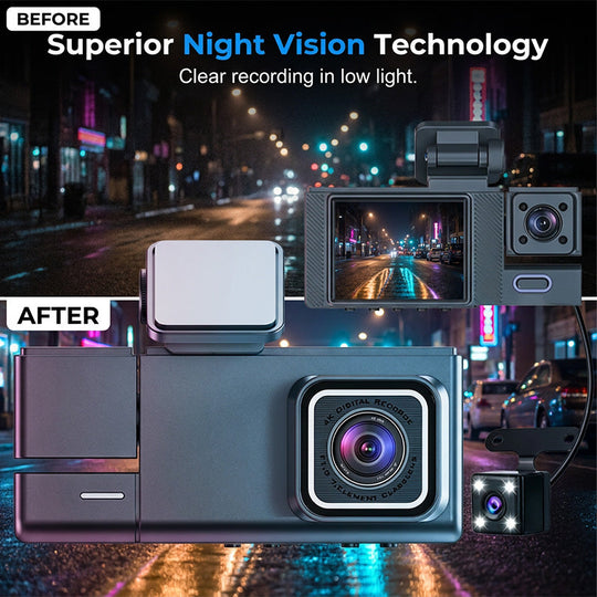3-Channel 1080p Dash Cam with Wi-Fi