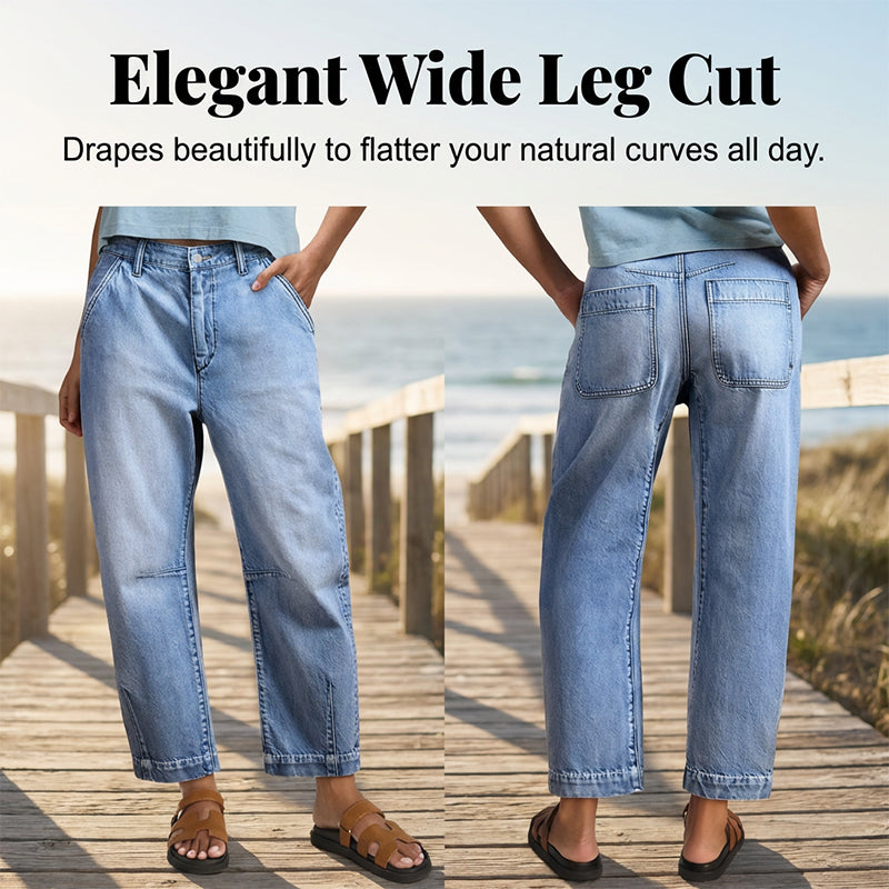 🎁2026 New Arrivals 50% OFF💥  Women's High Waisted Cropped Barrel Jeans  🥳HOT SALE！！🥳