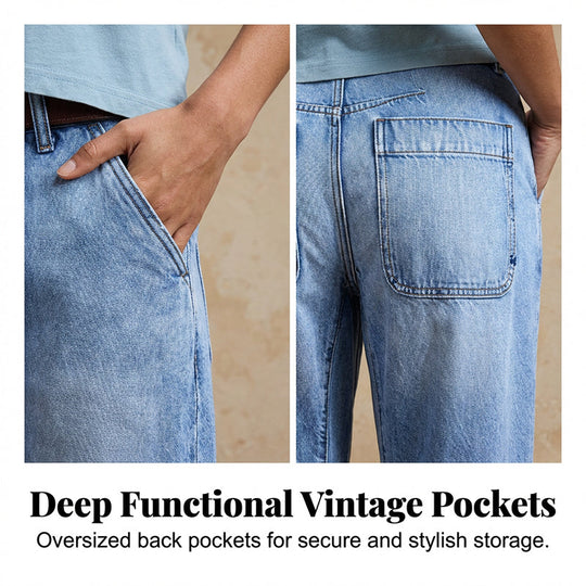 🎁2026 New Arrivals 50% OFF💥  Women's High Waisted Cropped Barrel Jeans  🥳HOT SALE！！🥳