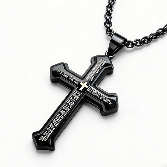 Men's Lord's Prayer Cross Necklace