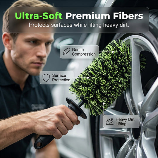 🔥2026 HOT SALE💥 50% OFF🧼Wheel Barrel Cleaning Brush – Deep Reach Microfiber for Rims, Calipers & Engine Bay – Scratch-Free Soft Bristles, Ergonomic Grip + Knuckle Guard – Includes Storage Box