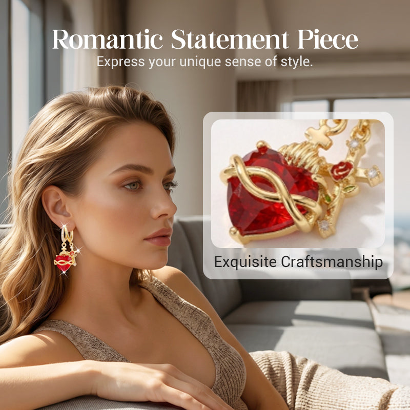 💍30% OFF! ✨ Red Heart & Cross Earrings – Vintage-Inspired, Dainty, Symbolic ✝️