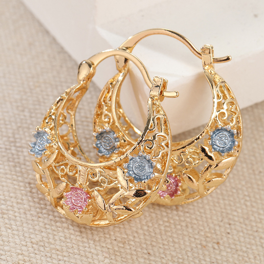 🔥2026 New Arrival ＆ Hot Sale ＆ 50％ Off🔥🌙💐 Gold-Plated Crescent Moon Enamel Flower Earrings – Affordable Luxury, Versatile  ✨✅
