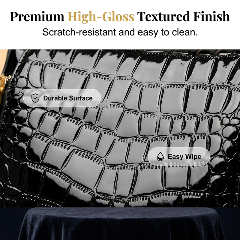 👜 50% OFF! ✨ Glossy Crocodile Pattern Women's Handbag – Structured, Gold Hardware, Spacious & Chic 💼