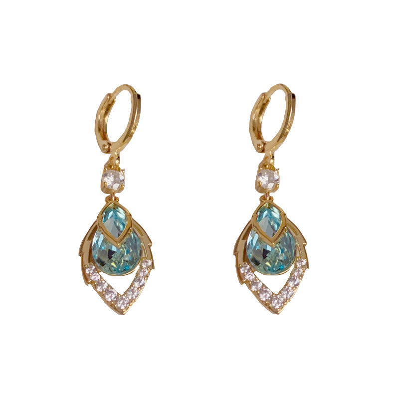 💎 LIMITED-TIME 30% OFF! ✨ Sky Blue Drop Hoop Earrings – Art-Deco, Rhinestone, Elegant 🌌