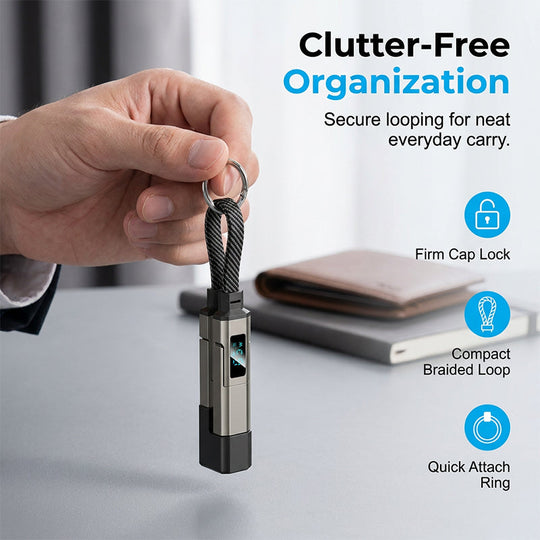 🔥HOT SALE 50% OFF🔥4-in-1 Digital Display Keychain Charging Cable