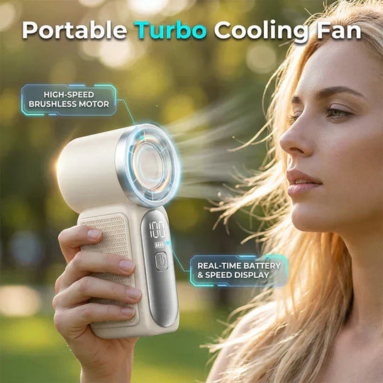🌬️ LIMITED-TIME 49% OFF! ✨ Turbo Handheld Fan – LED Display, 6 Speeds, 3000mAh 🔋