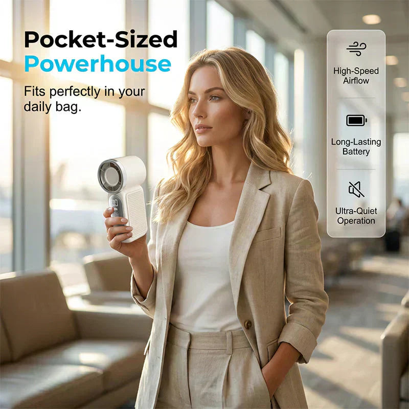 🌬️ LIMITED-TIME 49% OFF! ✨ Turbo Handheld Fan – LED Display, 6 Speeds, 3000mAh 🔋