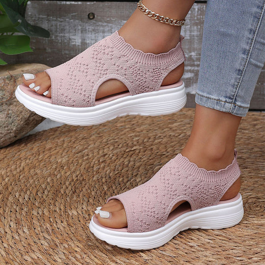 👡💐 Women's Breathable Knit Platform Sandals – Air-permeable knit upper, cushioned sole & lightweight comfy summer footwear ✨