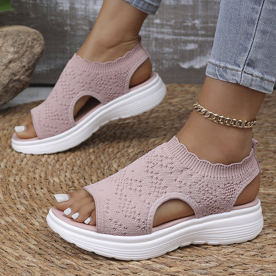 👡💐 Women's Breathable Knit Platform Sandals – Air-permeable knit upper, cushioned sole & lightweight comfy summer footwear ✨