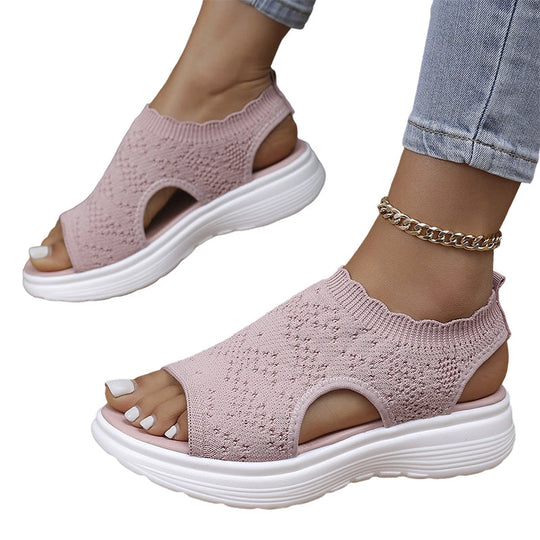 👡💐 Women's Breathable Knit Platform Sandals – Air-permeable knit upper, cushioned sole & lightweight comfy summer footwear ✨