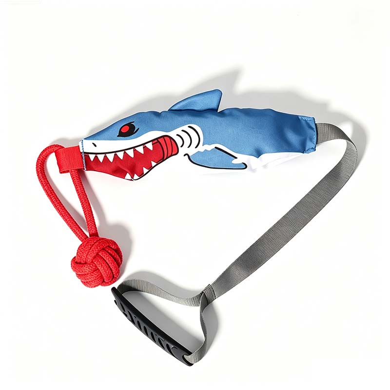 🐾Interactive Shark Dog Tug Toy with Squeaker & Rope Knot