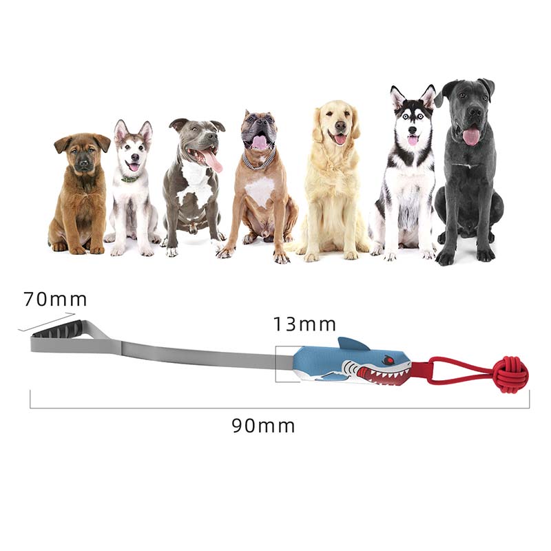 🐾Interactive Shark Dog Tug Toy with Squeaker & Rope Knot