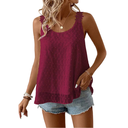 🔥Summer Bestseller🔥 Elegant Dot Lace Strap Tank Top