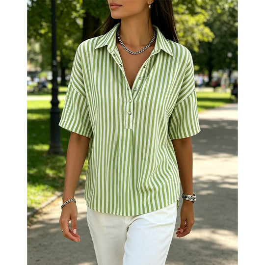 ⏳Limited-time 50% off⏰Women's Casual Striped Short-Sleeve Shirt👔👚