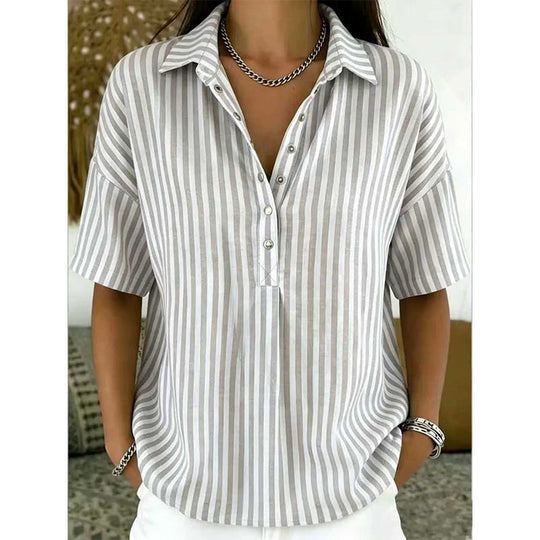 ⏳Limited-time 50% off⏰Women's Casual Striped Short-Sleeve Shirt👔👚